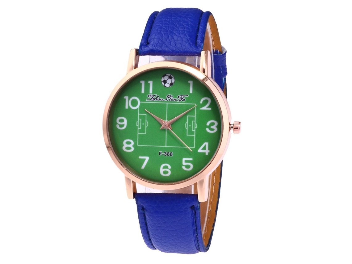 Reloj De Pulsera Unisex De Cuero Con Diseño De Grano De Lichi Azul, Resistente Al Agua, De Cuarzo.