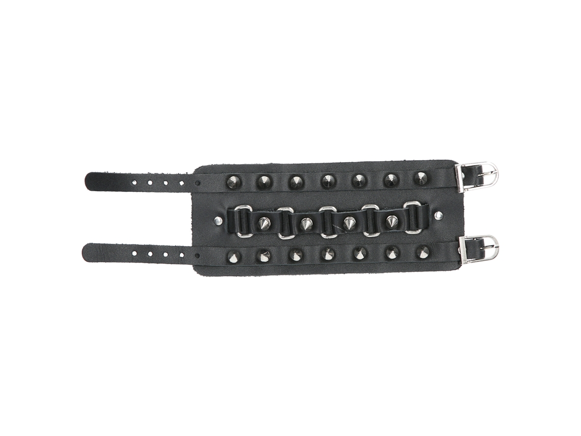 Pulsera Unisex Ajustable De Estilo Punk De Piel Sintética Con Puentes Metálicos Y Remaches.