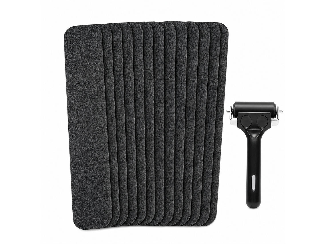 Cinta Antideslizante Polski Peva Negra 10 X 61 Cm 15 Piezas Autoadhesiva Para Escaleras Y Baño