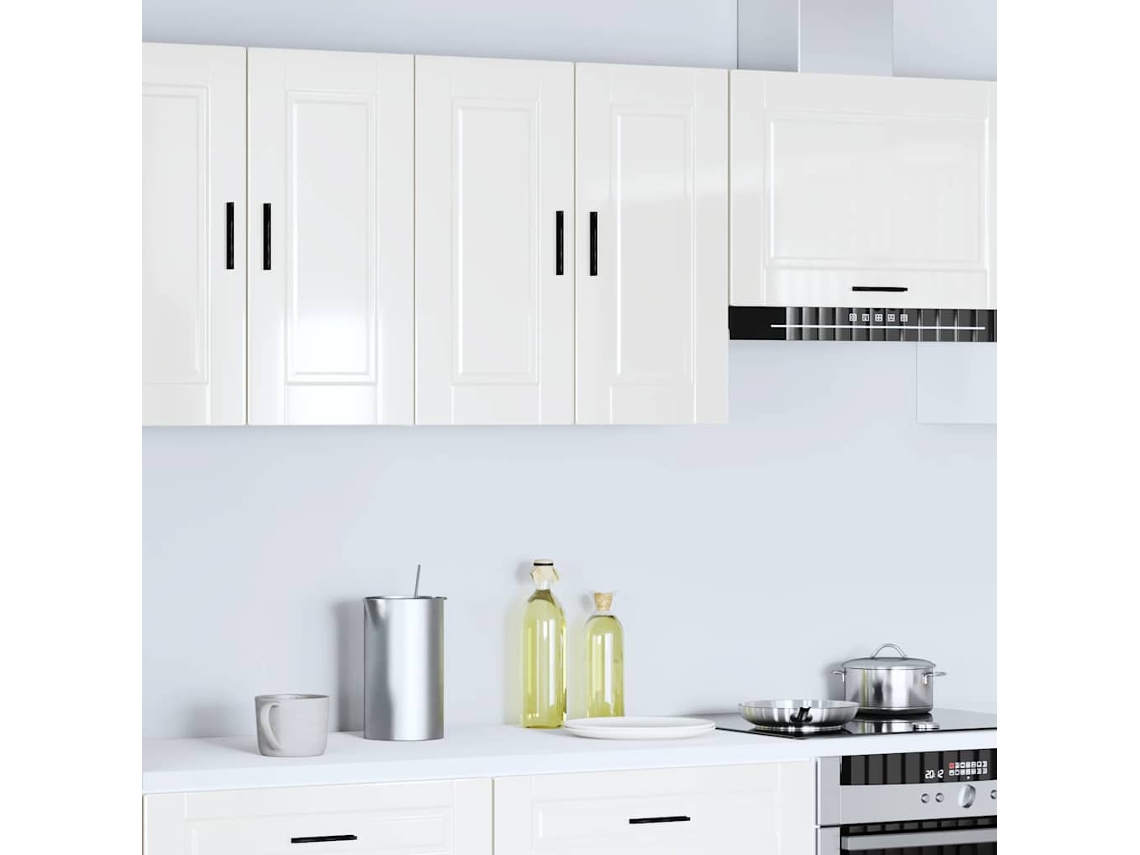 Armario Pared Cocina Porto Madera Ingeniería Blanca Alto Brillo