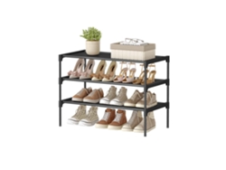 Zapatero 3 Niveles Apilable Tela No Tejida Tubos Metálicos Fuerte 62x30x54 Cm - Negro