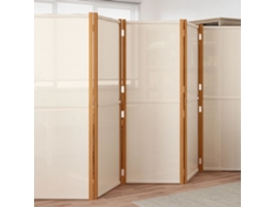 Biombo Divisor | Biombo Separador | Separador De Ambientes De 6 Paneles Blanco Crema 420x180 Cm