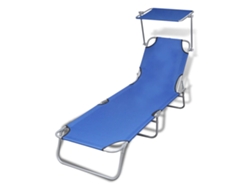 Tumbona plegable con toldo de acero y tela azul DKD HOME DECOR