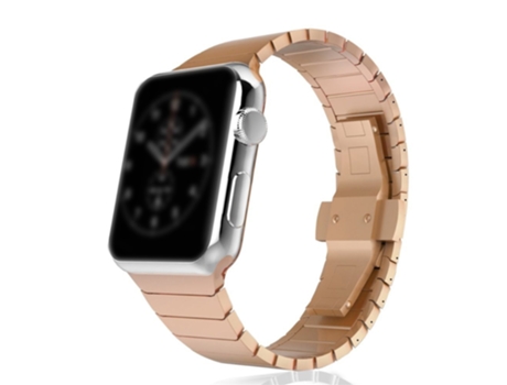 Correa de acero inoxidable con hebilla de mariposa para Apple Watch Series 8/7 41mm - oro rosa