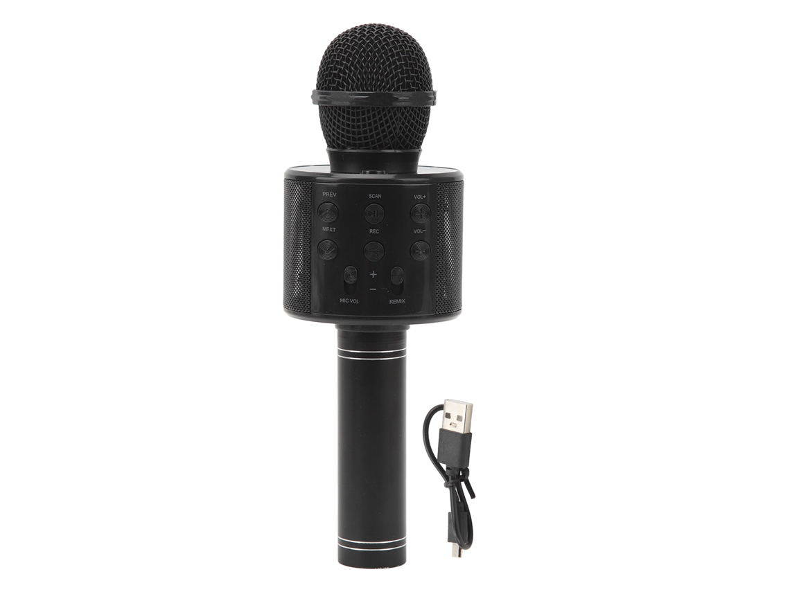 Mic Karaokê Bluetooth Sem Fio 3 Em 1 Portátil Alto-falante Hifi Som Preto