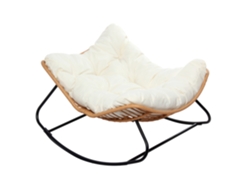 Sillón balancín de resina tejida beige con cojín CANGGU CONCEPT U