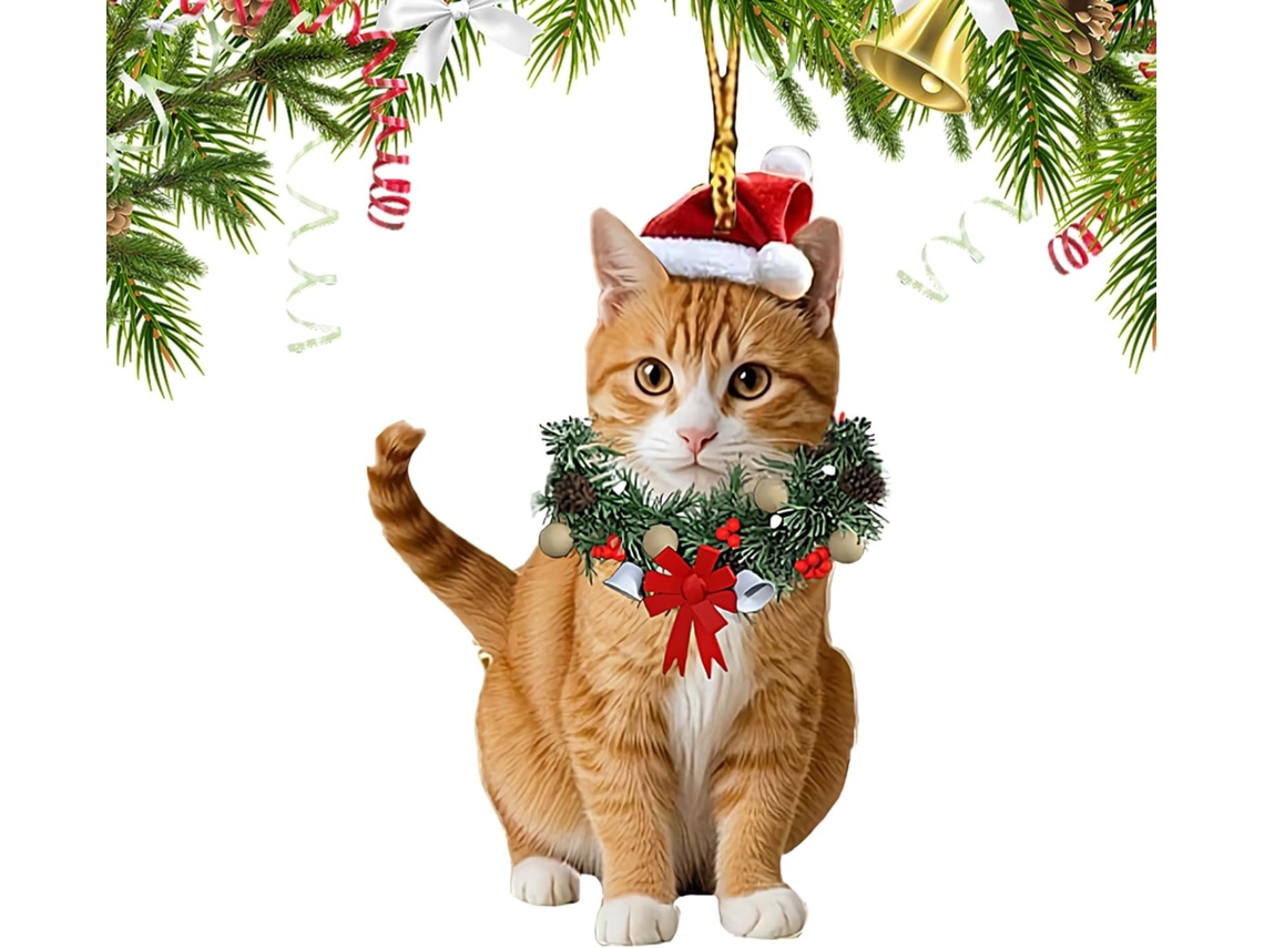 Adornos Gatos Árbol Navidad Acrílicos Diseño Plano Lindas Figuras Felinas Hogar Chimenea Jardín Oficina Campo