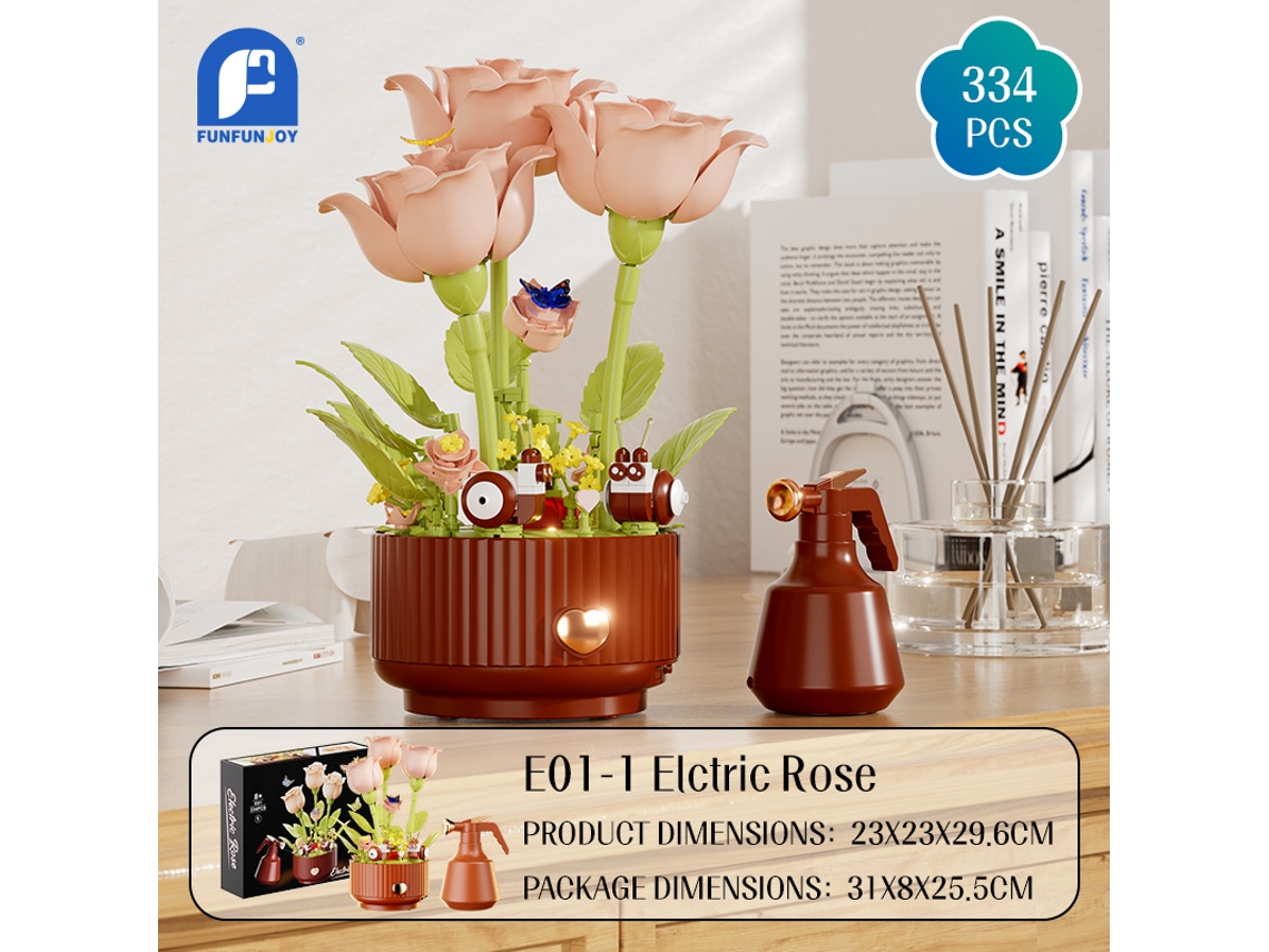 Rosa Eléctrica Con Riego Simulado, Ramo Dinámico De Bloques De Construcción.