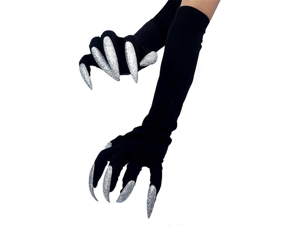 Guantes con garras de uñas horribles, accesorios de carnaval y cosplay, uñas de vampiro, regalo de fiesta para niños y niñas, plateados Hengrongshen