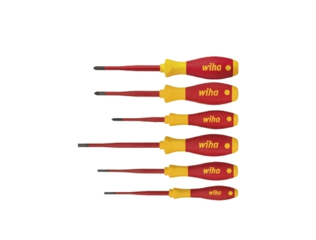 WIHA Juego de destornilladores SoftFinish® electric slimFix ranurado, Phillips, PlusMinus/Pozidriv, de 6 unid. (38362)