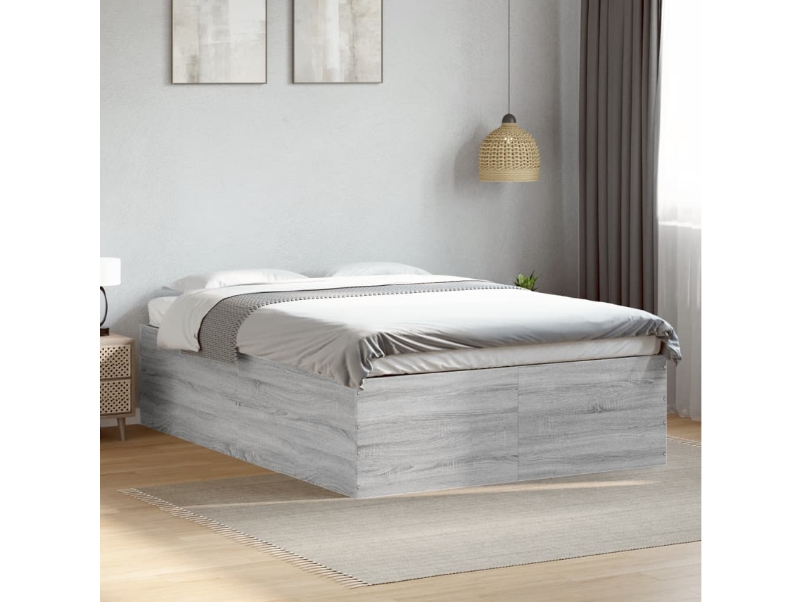 Estructura De Cama Madera De Ingeniería Gris Sonoma 140x190 Cm