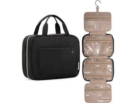 Bolsa De Aseo Bolsa De Viaje Con Gancho Para Colgar, Bolsa De Cosméticos Resistente Al Agua Organizador De Viaje, Mediano, Negro ZMDECQNA