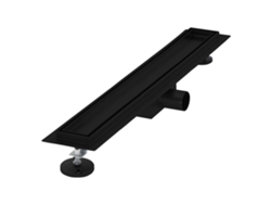 Canal de ducha de acero inoxidable alicatable 60 cm y sifón Juego completo Negro Plano LUXEBATH