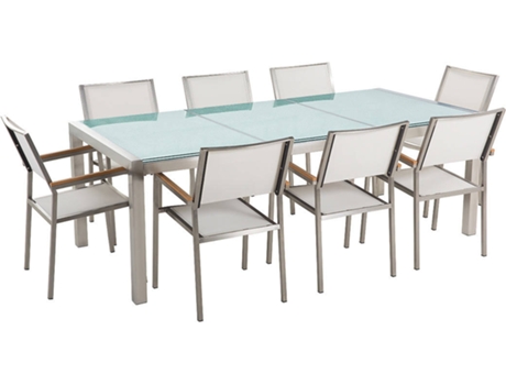 Conjunto de Jardín Grosseto (Blanco - Cristal Templado -100x220x87 cm)