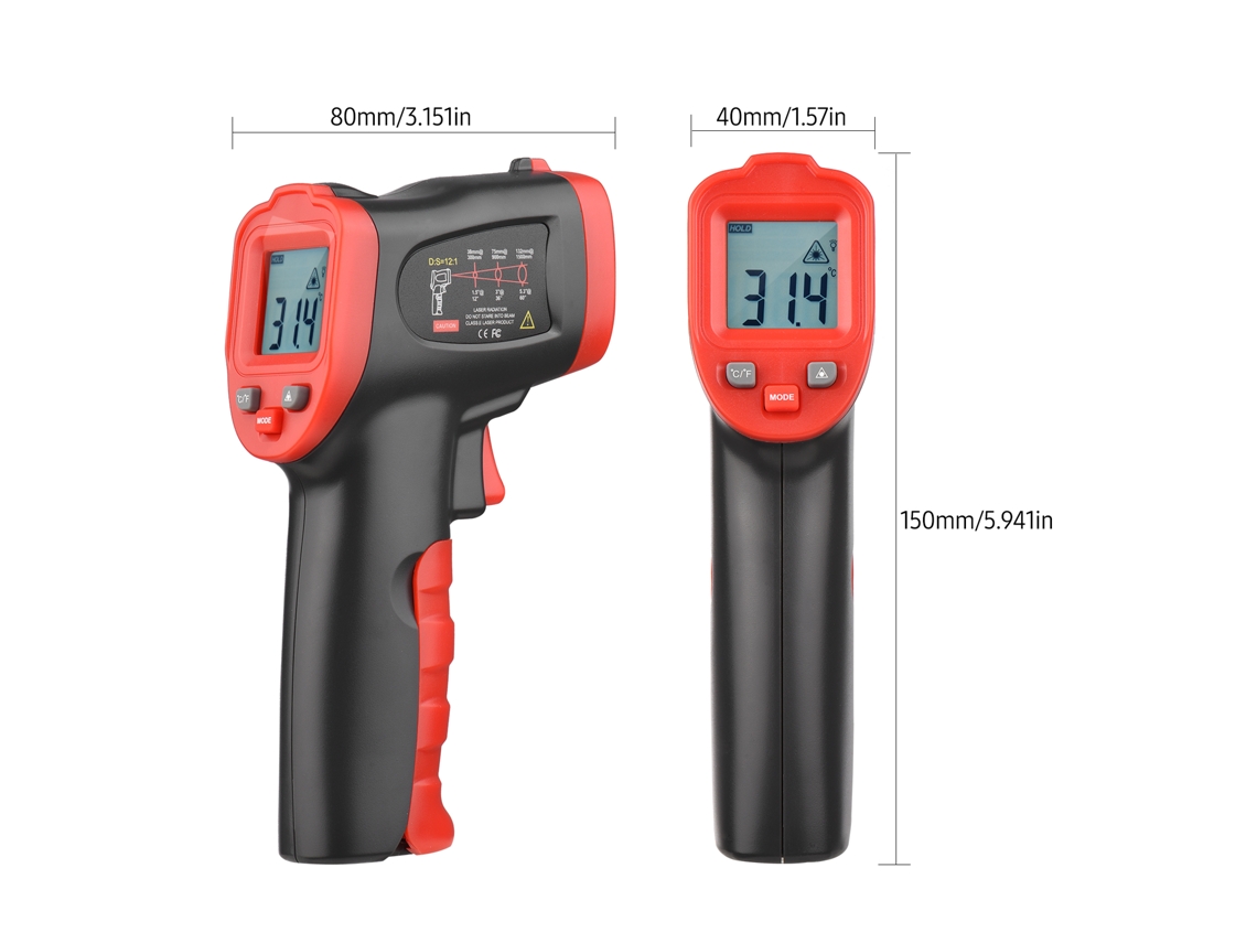 Termómetro Digital Infrarrojo Láser Industrial Sin Contacto -50~800℃ Para Reparación E Instalación En Cocinas