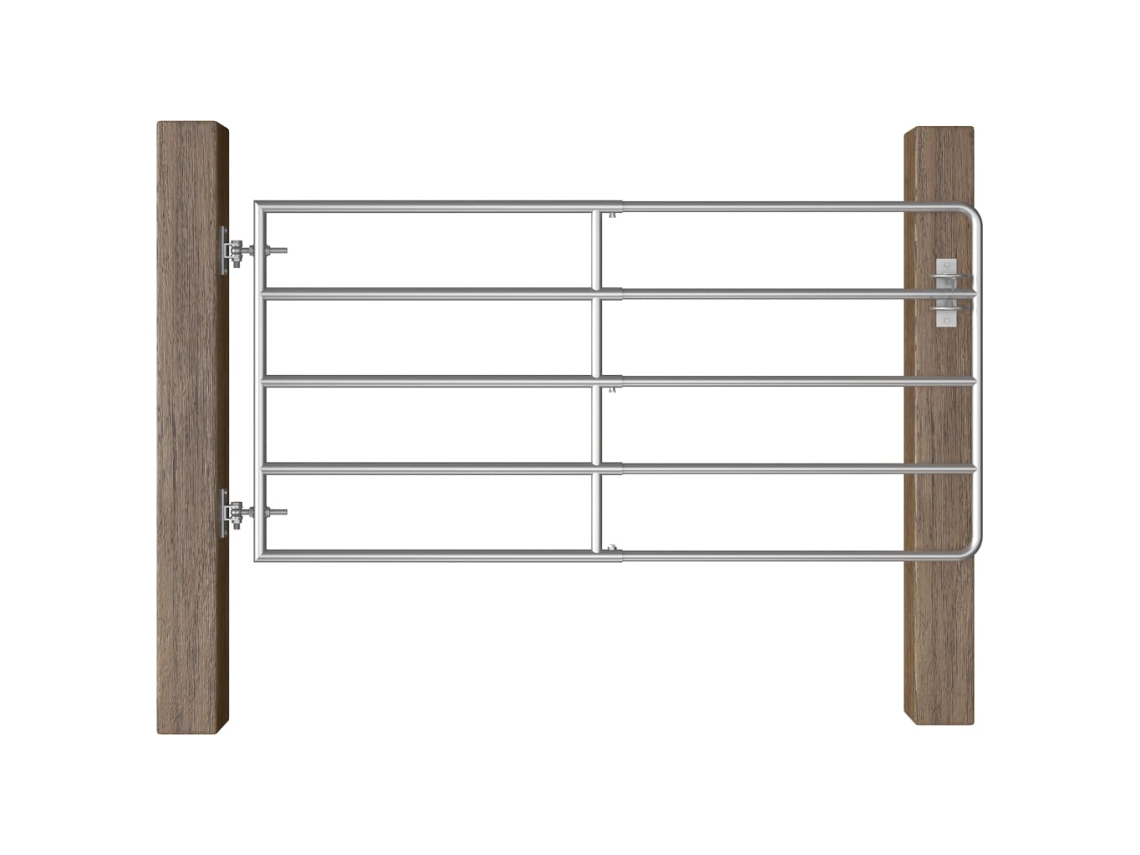 Cancela De 5 Barras Para Campo Acero Plateado (95-170)x90 Cm
