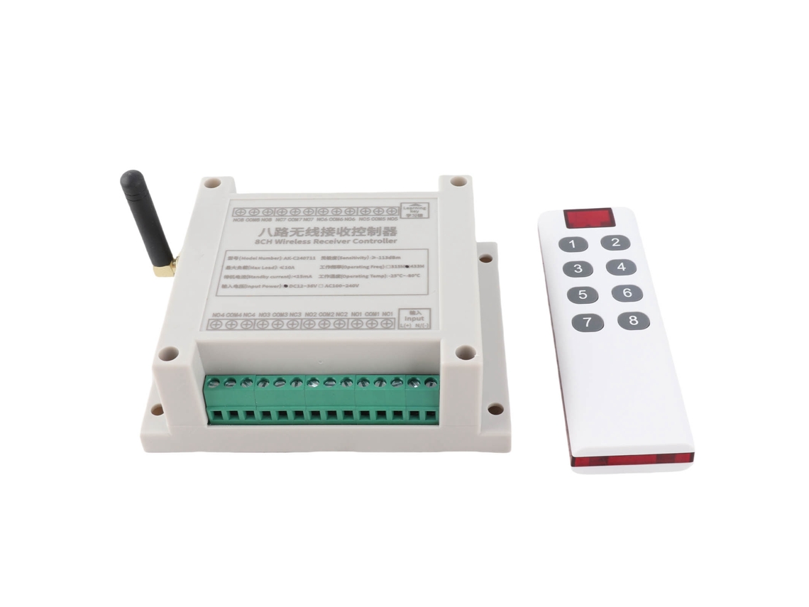Módulo Relé 8 Canais 10a Dc 12v-36v Com Controle Remoto Para Controle De Lâmpadas E Dispositivos