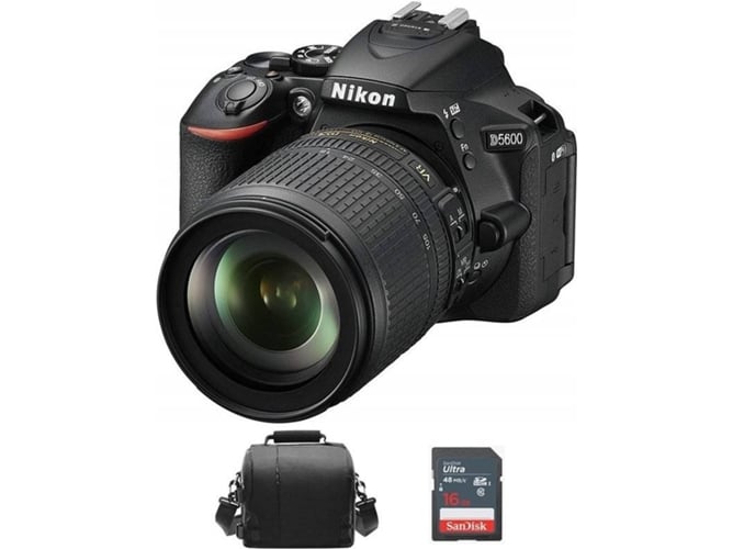 Kit Cámara Réflex NIKON D5600 + AF-S 18-105MM F3.5-5.6G ED VR + Bolsa + 16GB SD