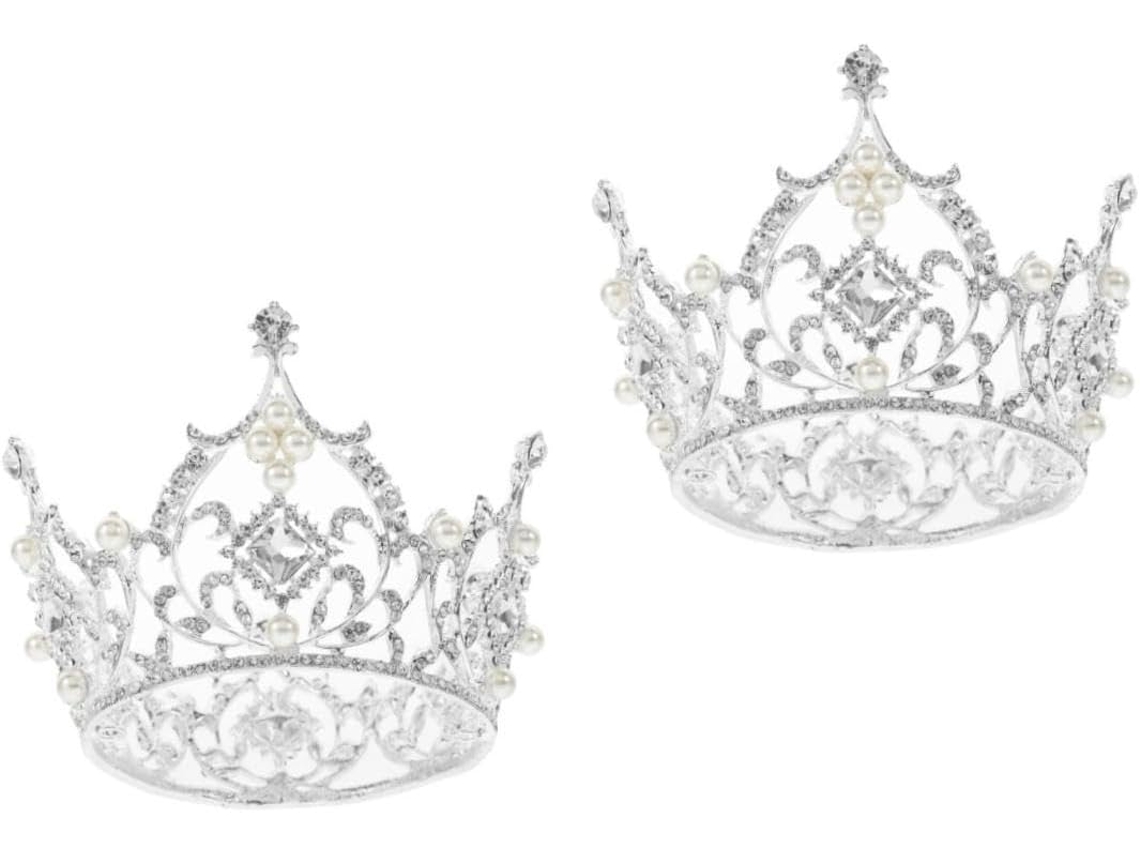 2 Piezas De Tiara Nupcial Barroca Cuadrada Con Diamantes, Accesorio De Boda Para Blanco Refinado
