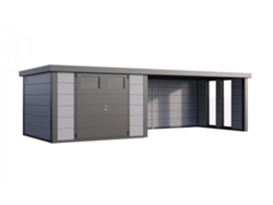 Caseta de Jardin metálica NH9 con Apoyo XL a la derecha | Gris Claro | (328 x 298) + (464 x 298) - NOVO HABITAT