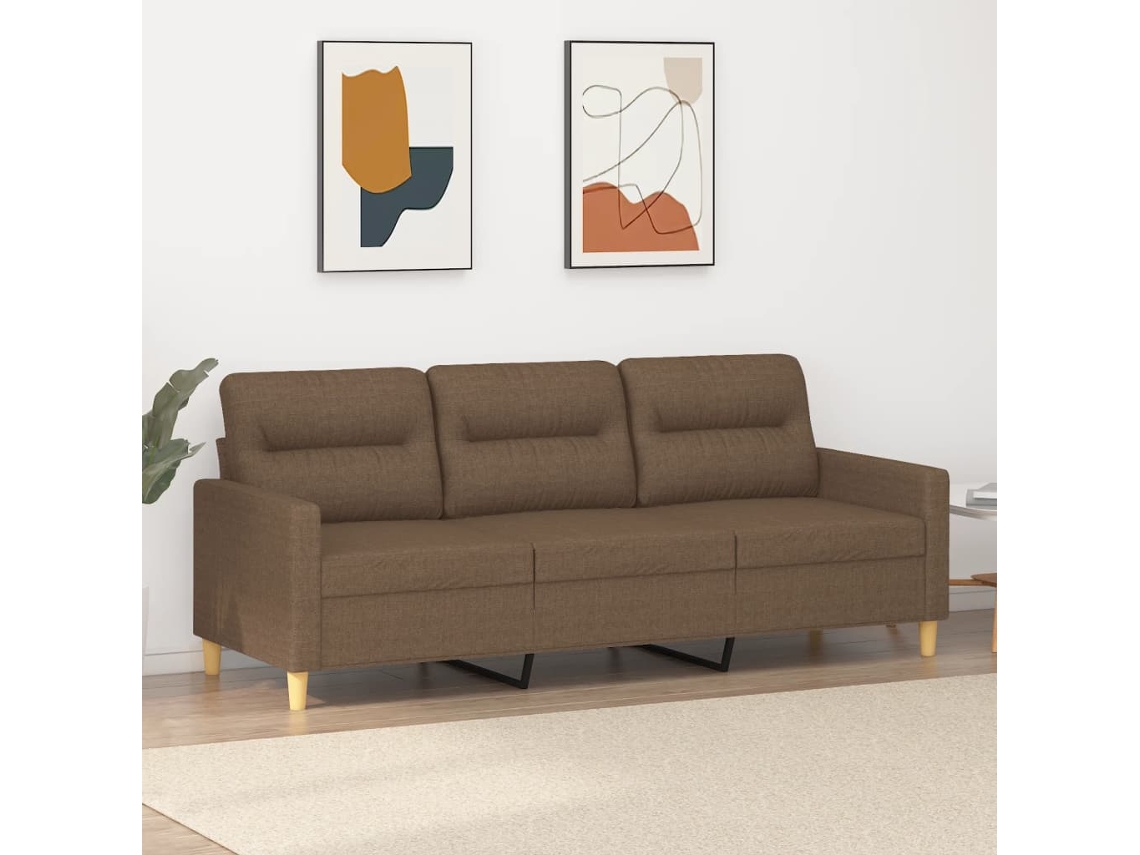 Sofá De 3 Plazas | Sofá De Salón | Sofá De Descanso De Tela Marrón 180 Cm Wsd149985