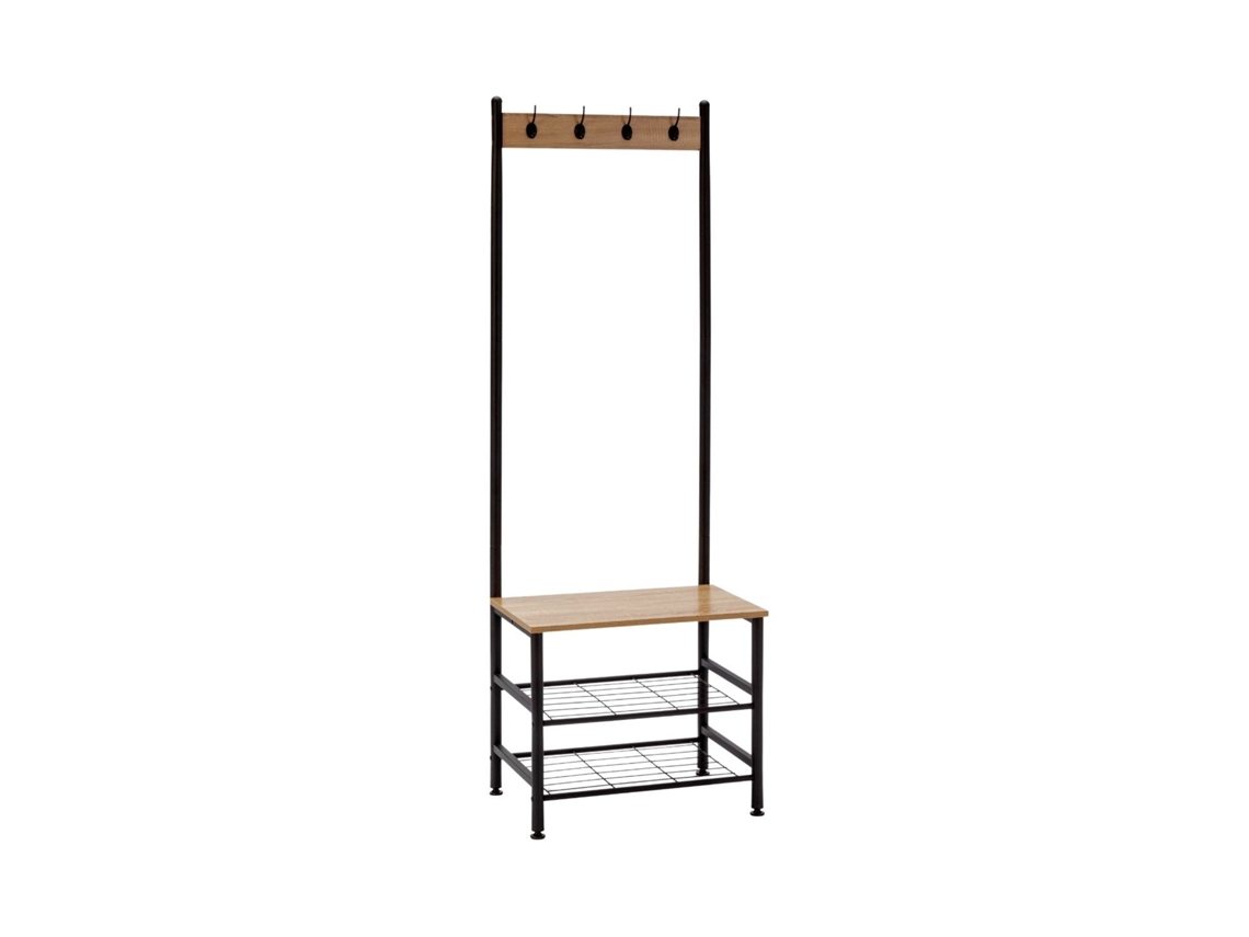 Perchero Metálico con 4 Colgadores y 3 Baldas de Madera Viem 175x60x40cm 7house