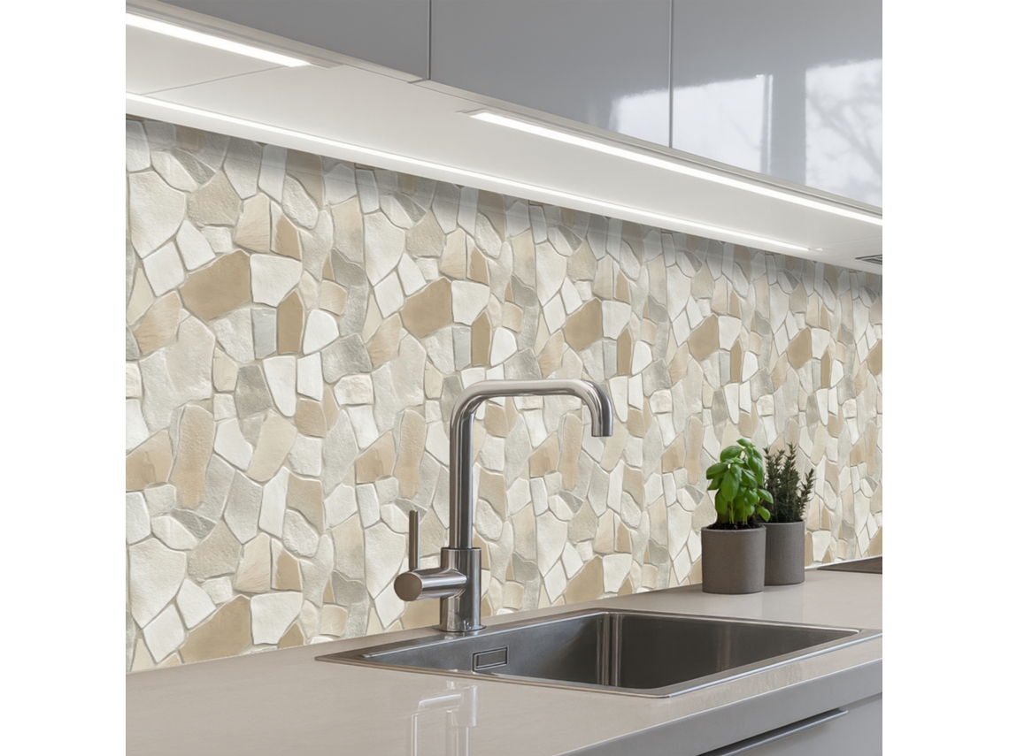Salpicaderos De Cocina Mosaico - Piedras - Beige 500x80 Cm