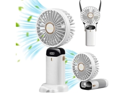 Ventilador De Cuello Portátil Ajustable 90° 5 Velocidades 3000mah Usb Para Hogar Oficina Viaje Blanco