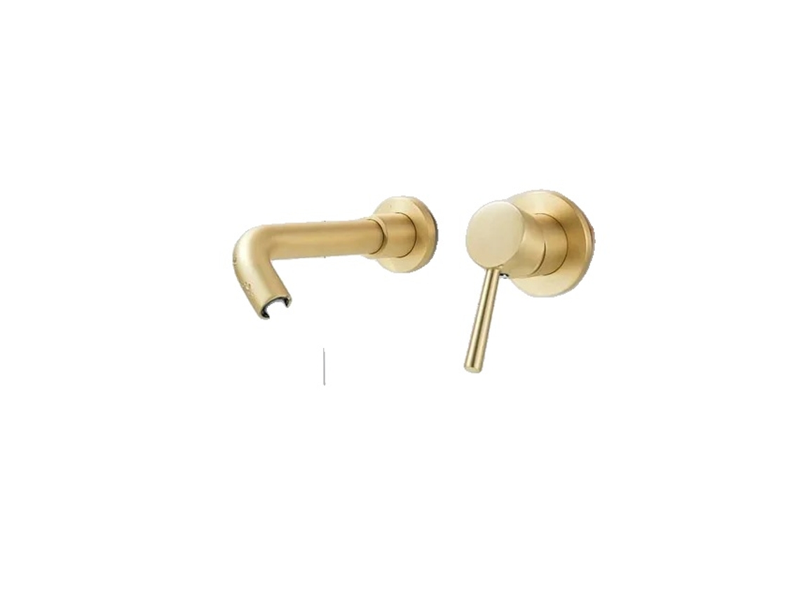 Grifo monomando para lavabo de pared, dorado cepillado