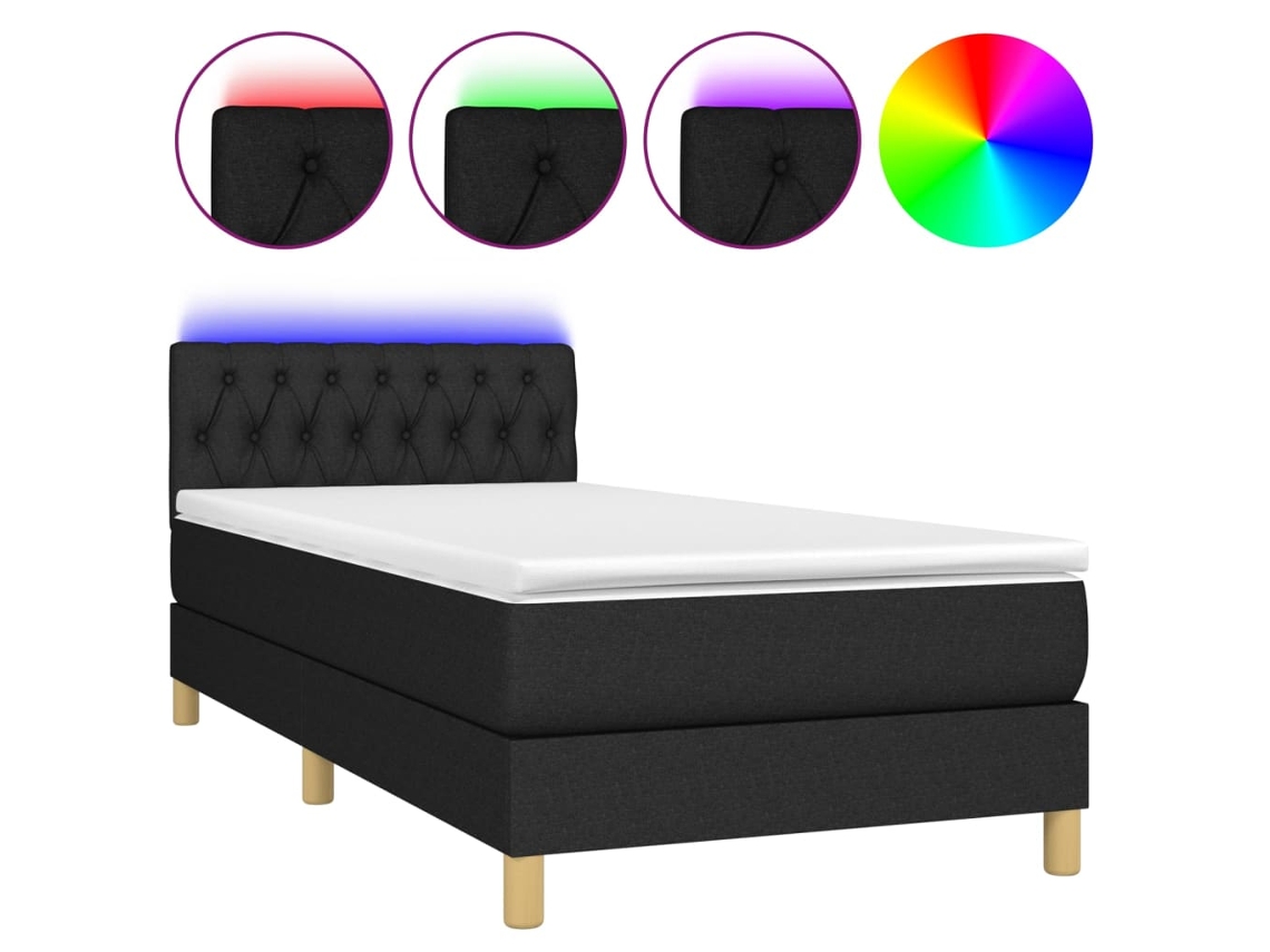 Maison Exclusive - Cama Box Spring Con Colchón Led Tela Negro 90x200 Cm
