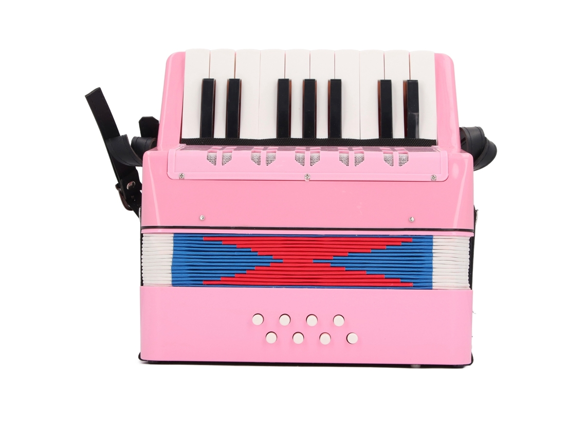 Acordeão Infantil 17 Teclas 8 Baixos Brinquedo Educativo Musical Para Crianças Iniciantes Rosa