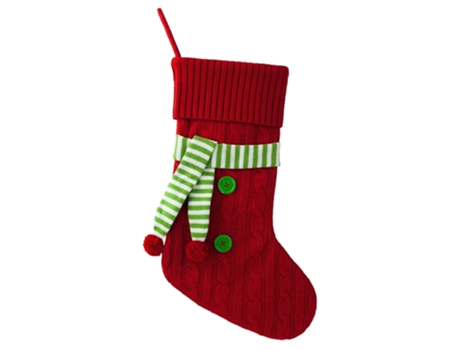 Calcetín navideño de punto con bufanda Árbol de Navidad grande Adornos festivos familiares Adornos (rojo)