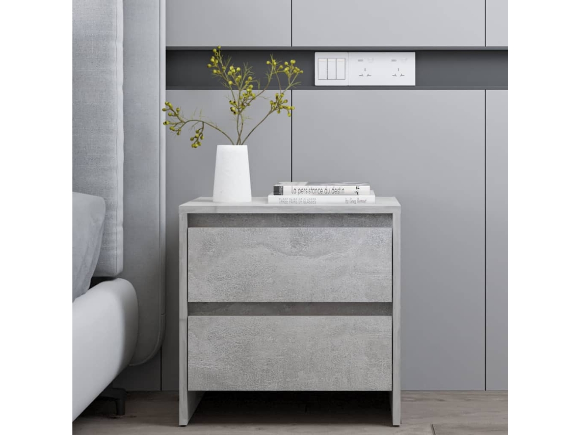 Mesa de Cabeceira LOVELY HOME Mesinha 45X34,5X44,5 Cm Aglomerado Cinzento Cimento