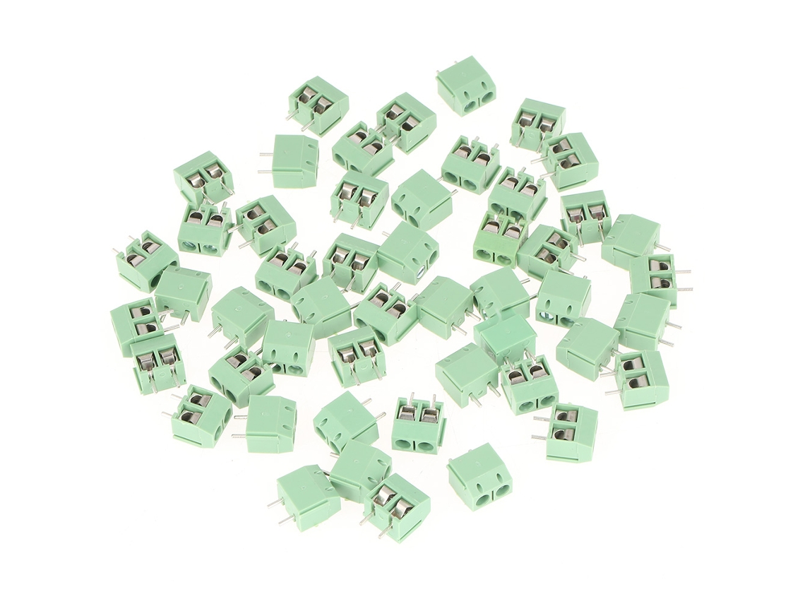 Yncm2026-50pcs Conector De Bloque Terminal De Tornillo Pcb Universal 2 Pin 5mm Pico Verde