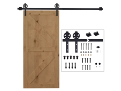 Kit De Herrajes Para Puerta Corredera, 200 Cm, Acero Al Carbono, Baño, Cocina, Dormitorio, Negro.