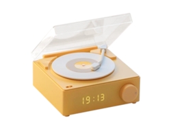 Tocadiscos Bluetooth Con 3 Modos, Sonido Estéreo Hifi, Portátil Y Despertador Amarillo.