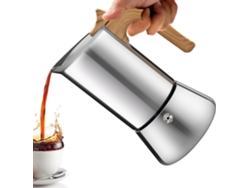 Cafetera Italiana De Acero Inoxidable 6 Tazas 300 Ml Para Cocina