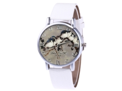 Reloj De Pulsera Unisex De Cuarzo Con Correa De Piel Sintética Blanca, Estilo Moderno.