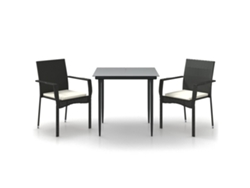 Maison Exclusive - 3 Pcs Conjunto De Jantar P/ Jardim C/ Almofadões Vime Pe Preto