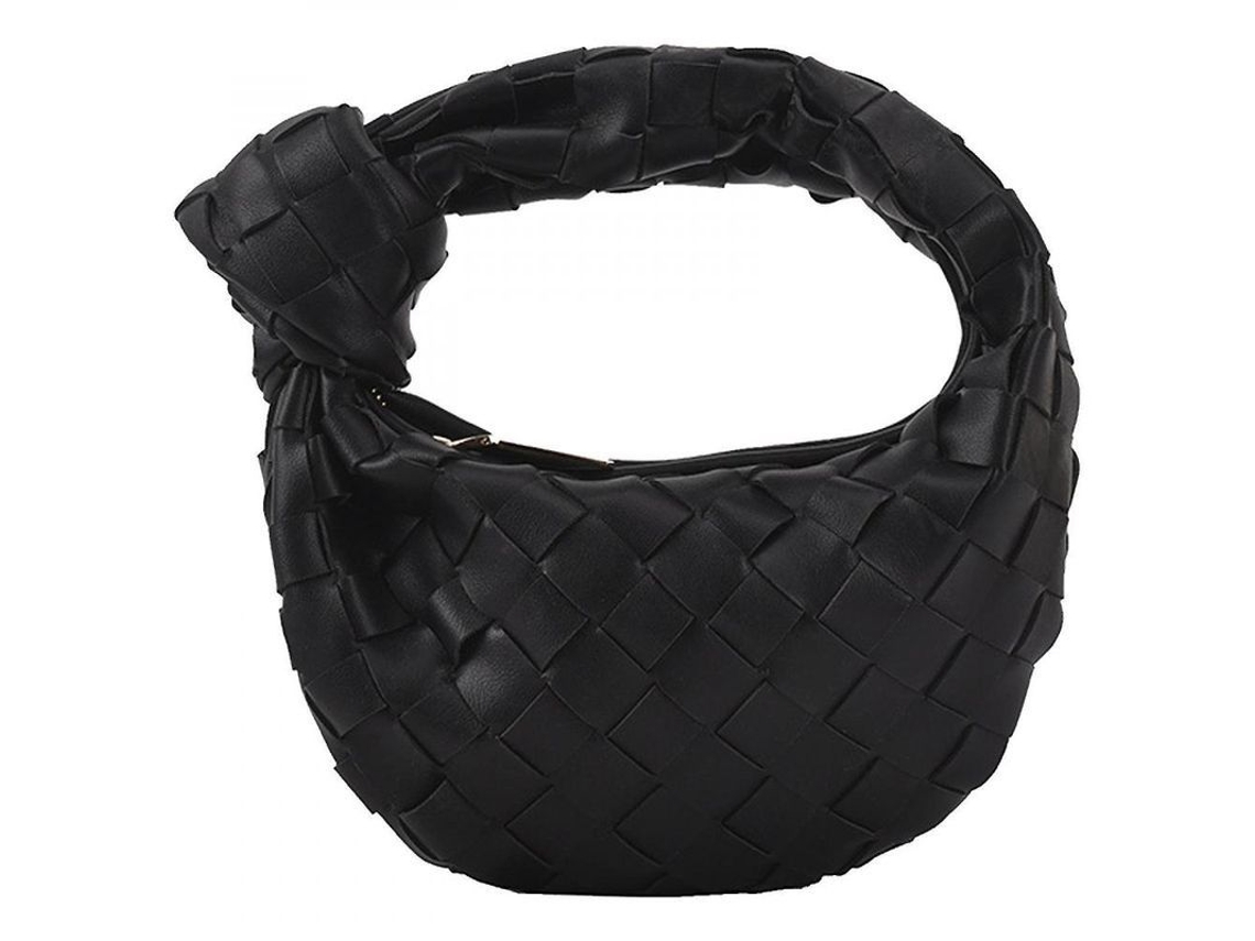 2026-bolsa Hobo Mujer 2023 Cuero Pu Tejido Nudo Bolso Dumpling Moda Estilo Verano Mano Negro