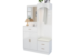 Mueble Recibidor 110x33x185.5 Cm - Con Espejo Y Estante - Blanco