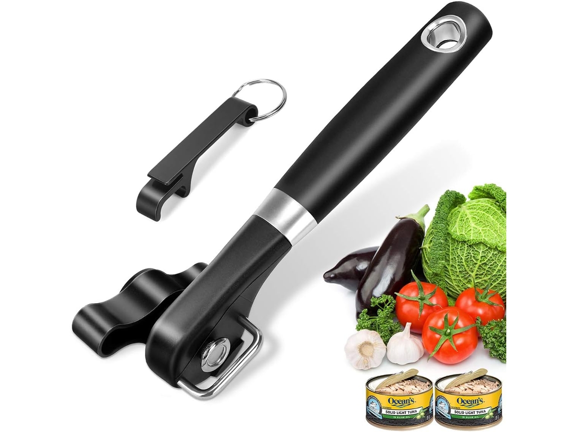 Abrelatas de seguridad para la cocina con bordes afilados y mango ergonómico para restaurantes, artritis y camping.