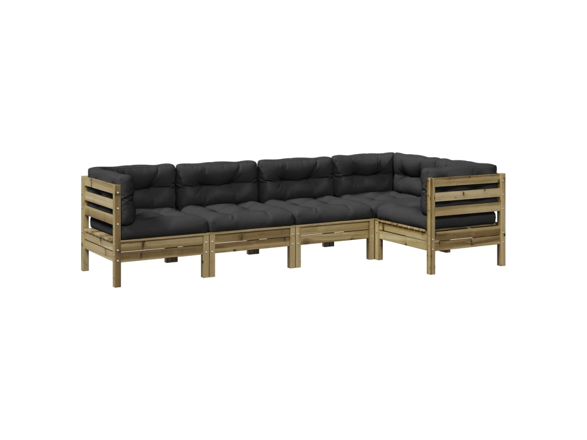 Maison Exclusive - Set De Sofás Jardín 5 Pzas Con Cojines Madera Pino Impregnada