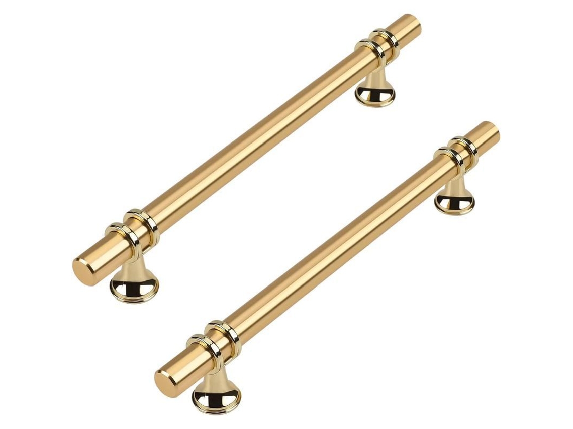 Mango De Armario Linjou 6 Piezas Acero Zinc Distancia De Taladro 192mm Dorado Para Cocina Oficina
