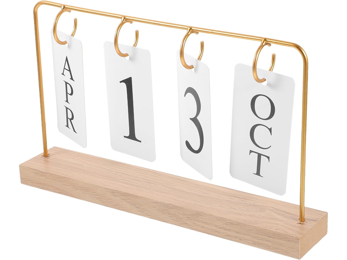 Besportble Calendario De Madera Alipis Con Indicador Fecha Y Mes Escritorio Mesa Elegante Funcional