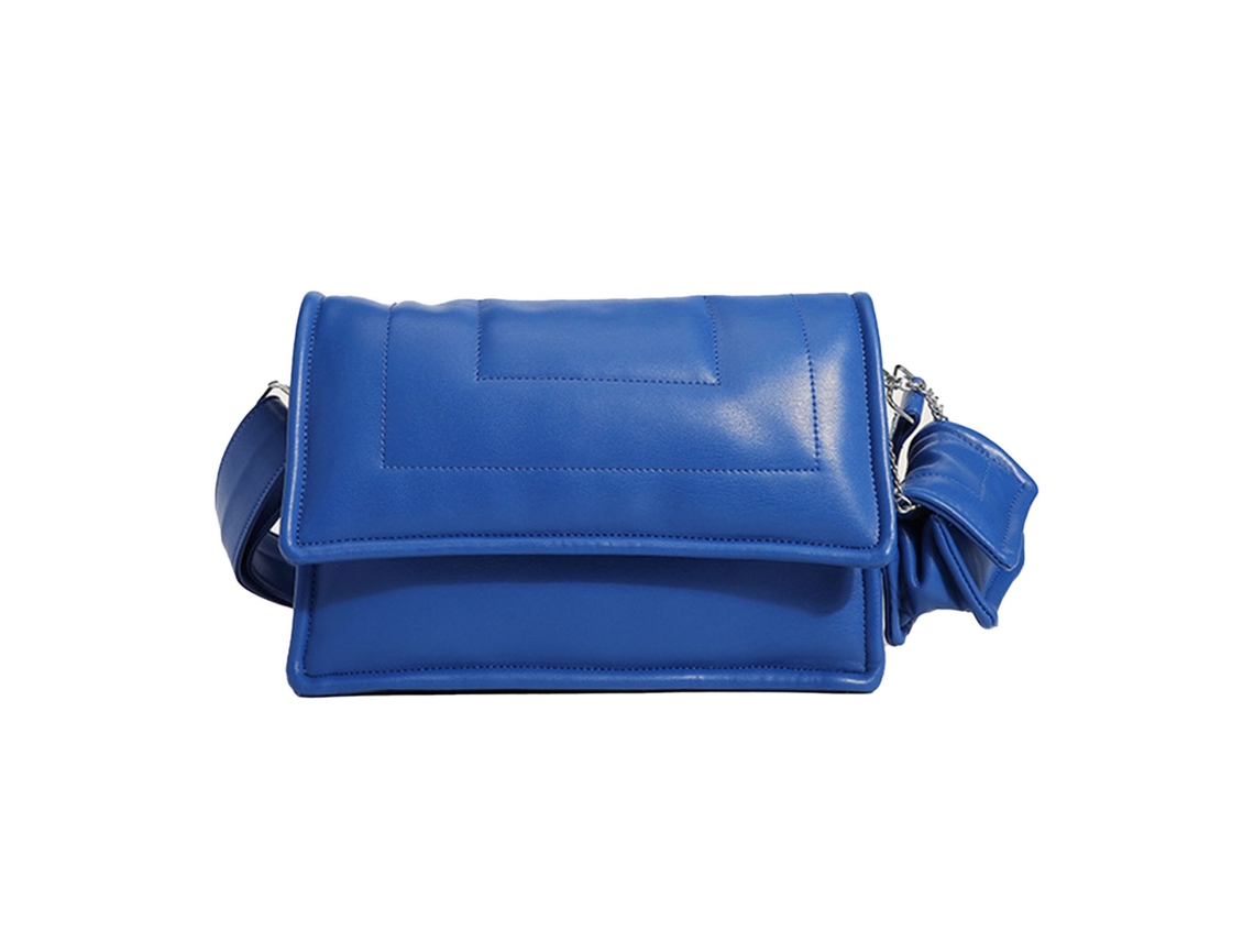 Bolso De Mano De Pu Suave Con Solapa Y Plumas, Gran Capacidad, Bolso De Hombro Azul, Regalo De Cumpleaños