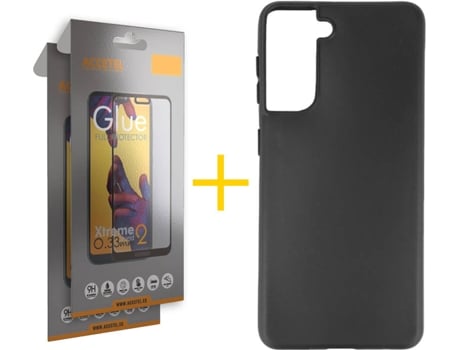Kit Funda + Protector de Pantalla Samsung Galaxy S21 + Plus ACCETEL Full (Negro)