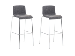 Juego de 2 taburetes de bar con estructura de 4 patas en tela Hover gris claro/cromo Clp