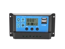 Controlador Solar Pwm Automático De 10 A, 12 V/24 V, Con Pantalla Lcd Y Doble Puerto Usb De 5 V - Azul