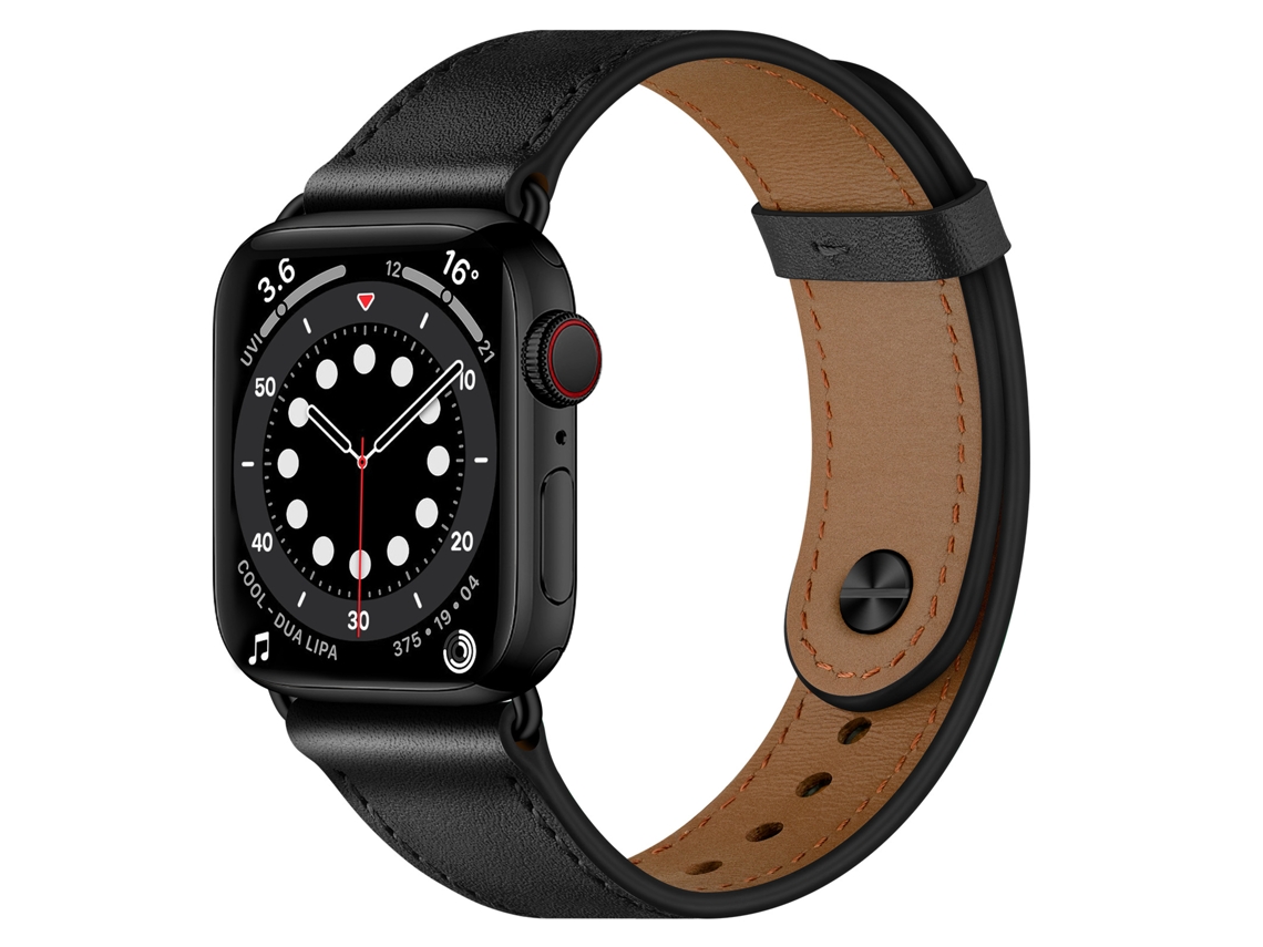 Correa de cuero genuino negra XIAOMOYU para Apple Watch (38/40/41 mm)